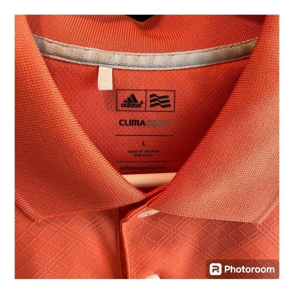 Men’s Adidas Climalite Orange Polo Size Large Moisture Wicking